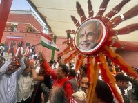 Potret Pendukung Modi Siap Sambut Kemenangan di Pemilu India