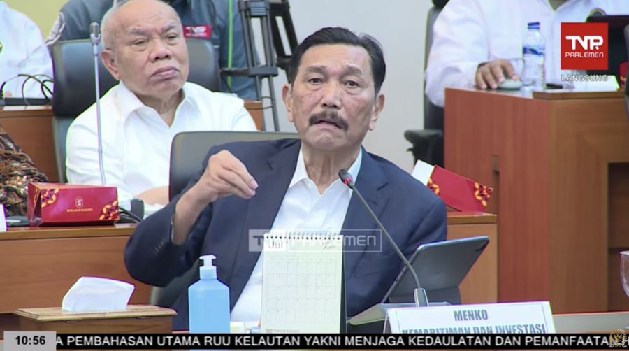 Menko Kemaritiman dan Investasi, Luhut Binsar Pandjaitan saat mengikuti rapat Kerja dengan Badan Anggaran (Banggar) DPR RI pada Rabu, (5/6/2024). (Tangkapan Layar Yotuube Banggar DPR RI)