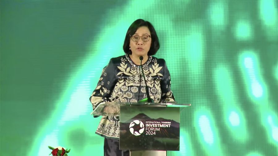 Menteri Keuangan (Menkeu), Sri Mulyani Indrawati dalam International Tourism Investment Forum (ITIF) hadir di Jakarta pada Rabu (5/6/2024). (Tangkapan Layar Youtube Kemenparekraf)