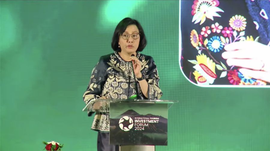 Menteri Keuangan (Menkeu), Sri Mulyani Indrawati dalam International Tourism Investment Forum (ITIF) hadir di Jakarta pada Rabu (5/6/2024). (Tangkapan Layar Youtube Kemenparekraf)