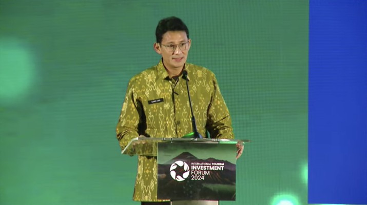 Menteri Pariwisata dan Ekonomi Kreatif (Menparekraf), Sandiaga Salahuddin Uno dalam International Tourism Investment Forum (ITIF) hadir di Jakarta pada Rabu (5/6/2024). (Tangkapan Layar Youtube Kemenparekraf)