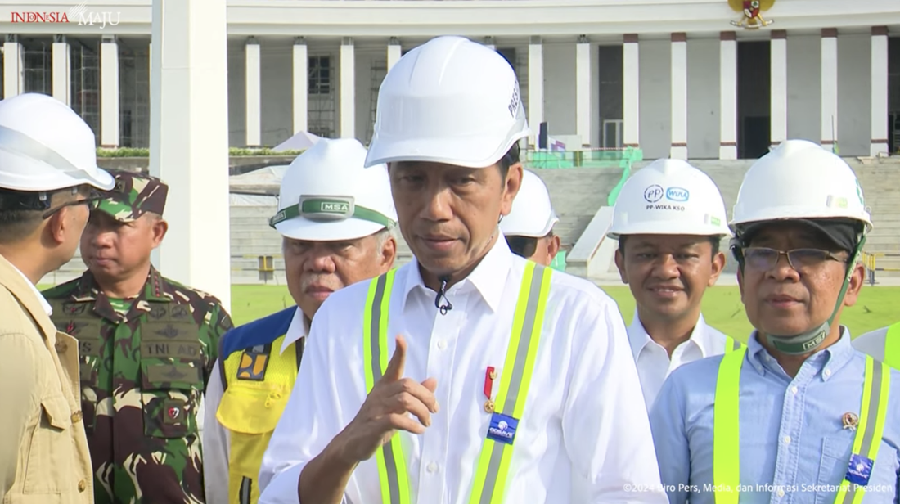 Presiden Jokowi memberikan Keterangan Pers usai meninjau lokasi lapangan upacara HUT Ke-79 Kemerdekaan RI, IKN, Rabu (5/6/2024). (Tangkapan Layar Youtube Sekretariat Presiden)