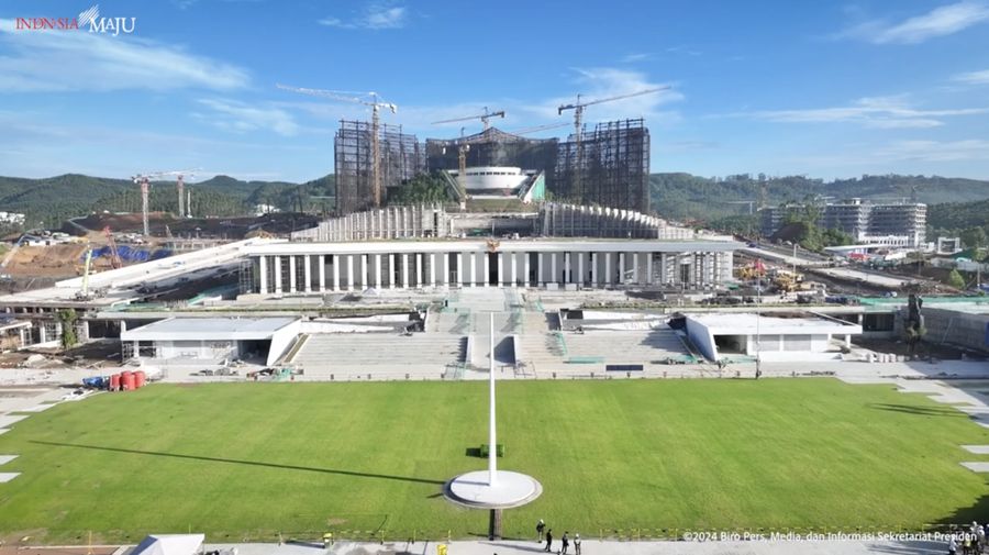 Proyek pembangunan Istana Negara di Ibu Kota Nusantara (IKN). (Tangkapan Layar Youtube Sekretariat Presiden)