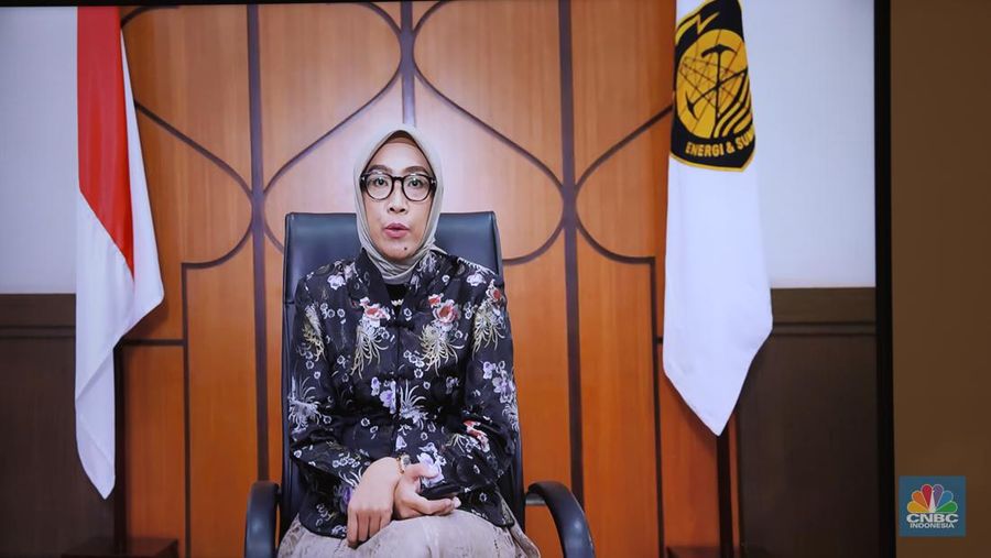Dirjen EBTKE Kementerian ESDM, Eniya Listiani Dewi saat memberikan keynote speech dalam Special Dialogue APKASINDO di Menara Tendean, Jakarta Selatan, Kamis (6/6/2024). (CNBC Indonesia/Tri Susilo)