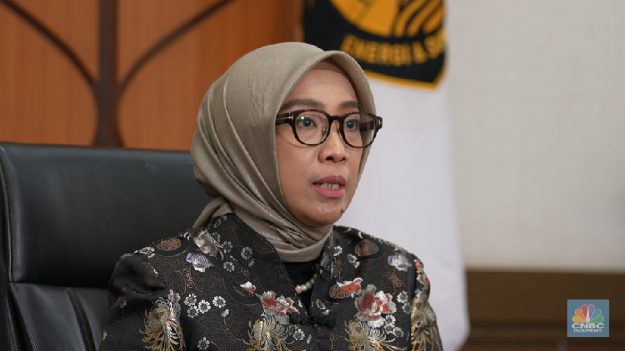 Dirjen EBTKE Kementerian ESDM, Eniya Listiani Dewi saat memberikan keynote speech dalam Special Dialogue APKASINDO di Menara Tendean, Jakarta Selatan, Kamis (6/6/2024). (վ TV)