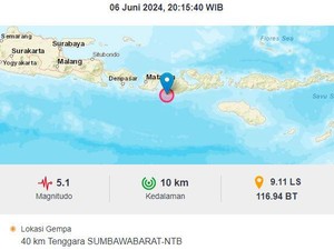 Gempa M 5,1 Guncang Sumbawa Barat, Tiga Wilayah di Bali Ikut Bergoyang