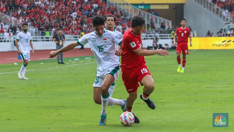 Laga Timnas Indonesia melawan Irak dalam lanjutan babak kualifikasi Piala Dunia 2026 di Stadion Utama Gelora Bung Karno (SUGBK), Senayan, Jakarta, Kamis (6/6/2024). (CNBC Indonesia/Faisal Rahman)