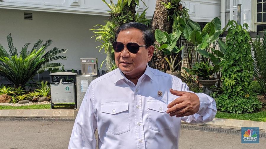 Presiden Joko Widodo (Jokowi) menerima kunjungan Menteri Pertahanan sekaligus Presiden Terpilih 2024 -2029 Prabowo Subianto di Istana Negara, Jakarta, Kamis (6/6/2024). (CNBC Indonesia/Emir Yanwardhana)