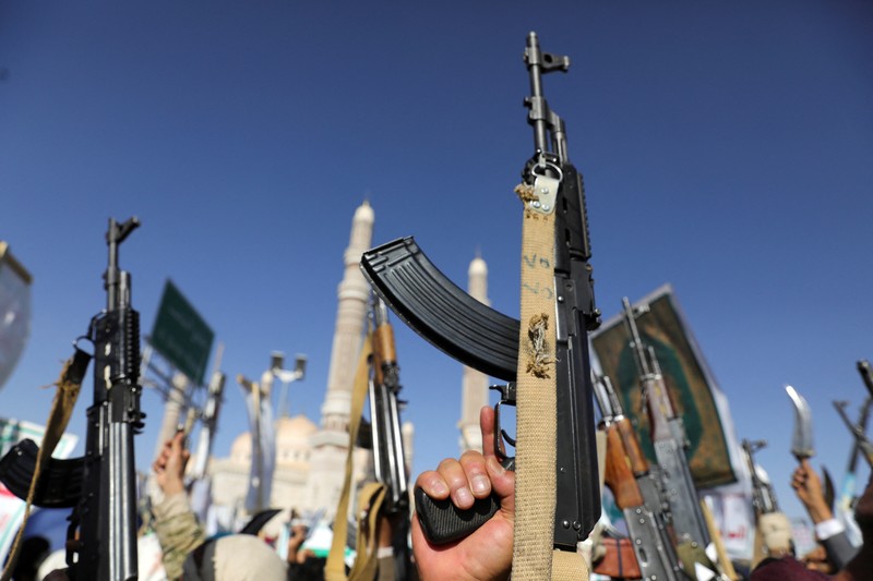 ISRAEL-PALESTINIANS/PROTESTS-YEMEN Protesters, largely Houthi supporters, rally to show solidarity with Palestinians in the Gaza Strip, in Sanaa, Yemen, June 7, 2024. REUTERS/Khaled Abdullah
