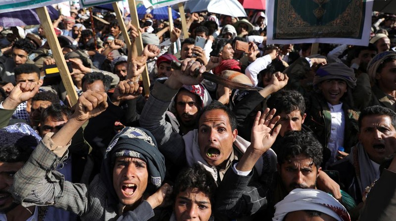 Protesters, largely Houthi supporters, rally to show solidarity with Palestinians in the Gaza Strip, in Sanaa, Yemen, June 7, 2024. REUTERS/Khaled Abdullah