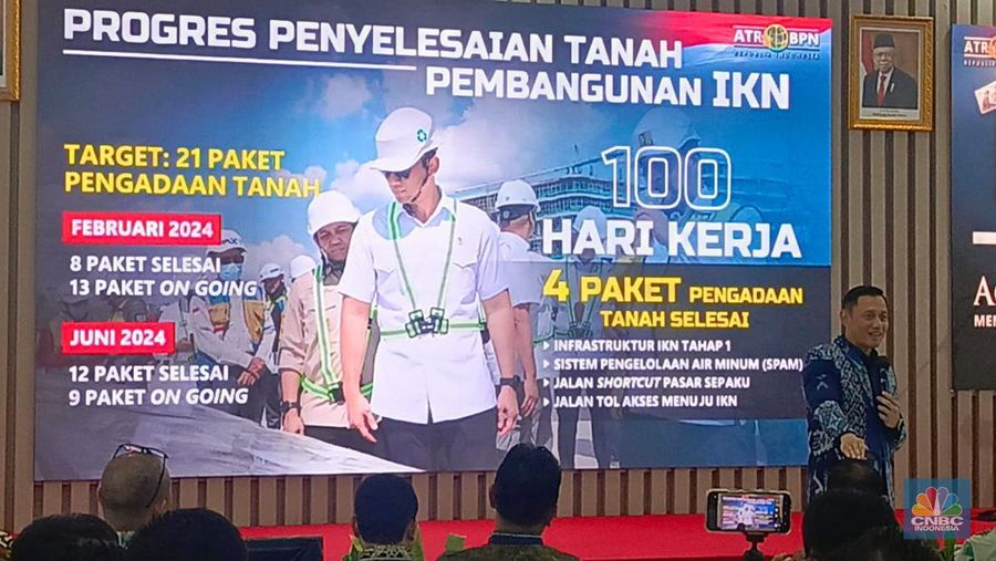 Progres Penyelesaian Tanah Pembangunan IKN, 100 Hari Kerja AHY. (CNBC Indonesia/Rosseno Aji)