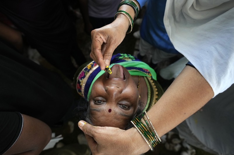 India Fish Medicine An asthma patient is administered a traditional