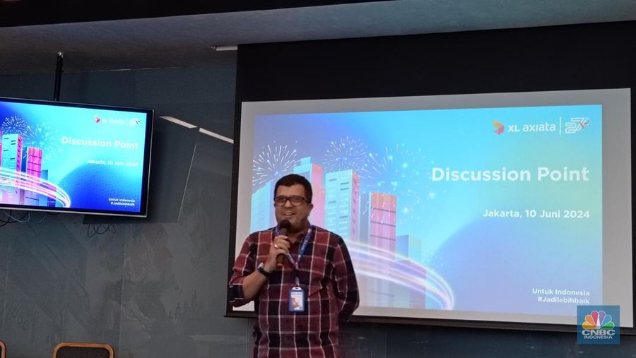 Sekjen ATSI Marwan O Baasir, di kantor XL Axiata, Senin (10/6/2024). (CNBC Indonesia/Novina Putri Bestari)
