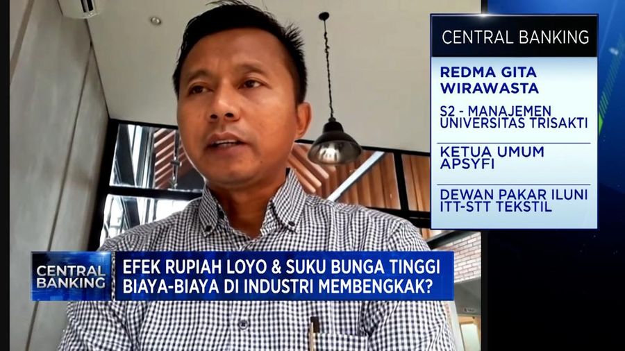 Ketua Umum Asosiasi Produsen Serat Benang Filament Indonesia, Redma Gita Wirawasta dalam program Central Banking. (CNBC Indonesia TV)