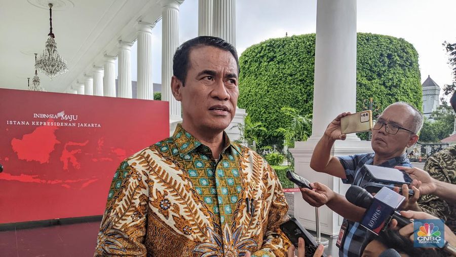 Menteri Pertanian Andi Amran Sulaiman ke Istana Negara, Jakarta, Selasa (11/6/2024). (CNBC Indonesia/Emir Yanwardhana)