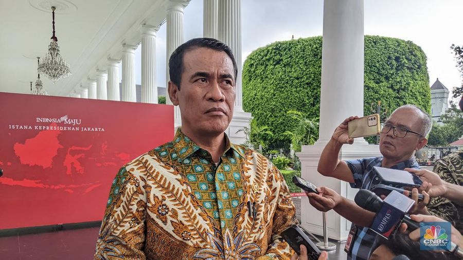 Menteri Pertanian Andi Amran Sulaiman ke Istana Negara, Jakarta, Selasa (11/6/2024). (CNBC Indonesia/Emir Yanwardhana)
