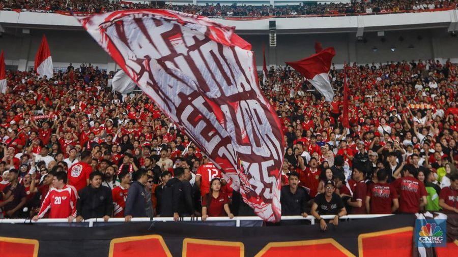 Tim Nasional (Timnas) Indonesia berhasil mengalahkan Filipina dalam lanjutan babak Kualifikasi Piala Dunia 2026 di Stadion Utama Gelora Bung Karno (SUGBK) Senayan, Jakarta, Selasa (11/6/2024). (CNBC Indonesia/Faisal Rahman)