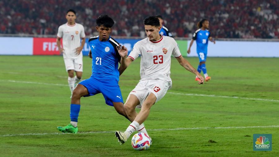 Tim Nasional (Timnas) Indonesia berhasil mengalahkan Filipina dalam lanjutan babak Kualifikasi Piala Dunia 2026 di Stadion Utama Gelora Bung Karno (SUGBK) Senayan, Jakarta, Selasa (11/6/2024). (CNBC Indonesia/Faisal Rahman)