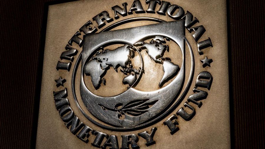 Logo International Monetary Fund (IMF). IMF via AP