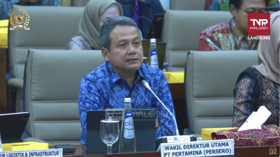 Wakil Direktur Utama Pertamina, Wiko Migantoro dalam Rapat Dengar Pendapat (RDP) dengan Komisi VI DPR RI pada Rabu (12/6/2024). (Tangkapan Layar Youtube Komisi VI DPR RI Channel)