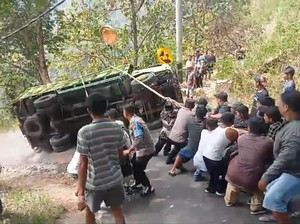 Ekstremnya TKP Truk Terguling di Tunggangan Wonogiri, Dilihat Via Google Maps