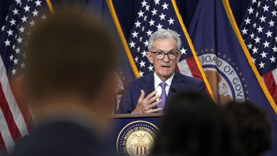 Ketua Dewan Federal Reserve Jerome Powell berbicara saat konferensi pers di Federal Reserve di Washington, Rabu, 12 Juni 2024. (AP Photo/Susan Walsh)