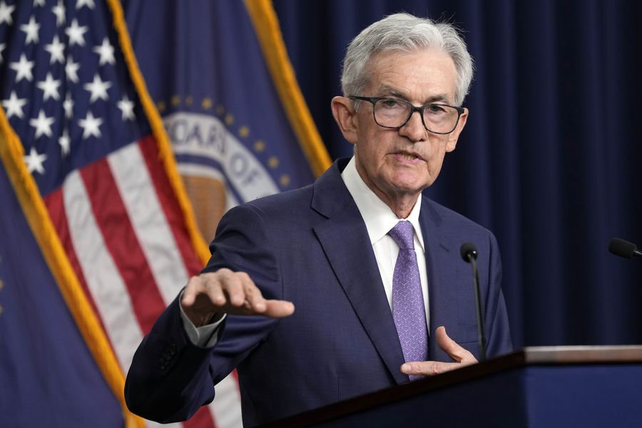 Ketua Dewan Federal Reserve Jerome Powell berbicara saat konferensi pers di Federal Reserve di Washington, Rabu, 12 Juni 2024.