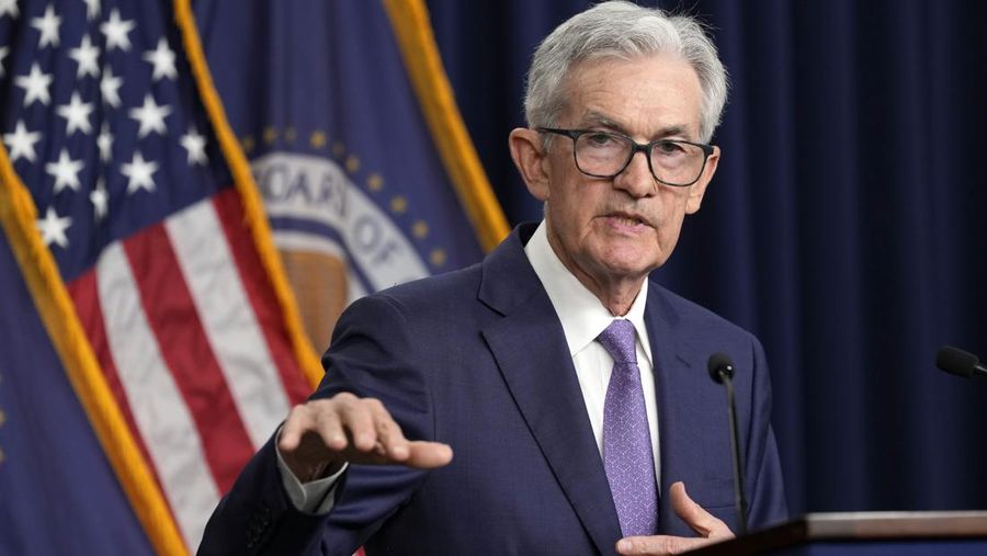 Ketua Dewan Federal Reserve Jerome Powell berbicara saat konferensi pers di Federal Reserve di Washington, Rabu, 12 Juni 2024. (AP Photo/Susan Walsh)