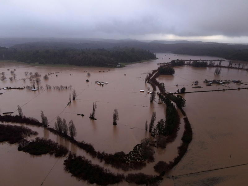 Foto udara menampilkan banjir akibat hujan lebat di Ramadillas, Chili, Kamis (13/6/2024). (REUTERS/Juan Gonzalez) Foto udara menampilkan banjir akibat hujan lebat di Ramadillas, Chili, Kamis (13/6/2024). (REUTERS/Juan Gonzalez)