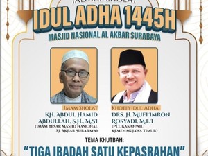 Masjid Al-Akbar Surabaya Gelar Salat Idul Adha, Kapasitas 40 Ribu Jemaah