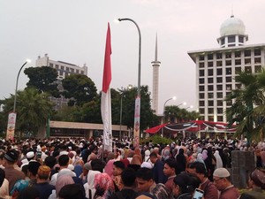 Masjid Istiqlal Mulai Dipadati Jamaah Jelang Salat Idul Adha Pagi Ini