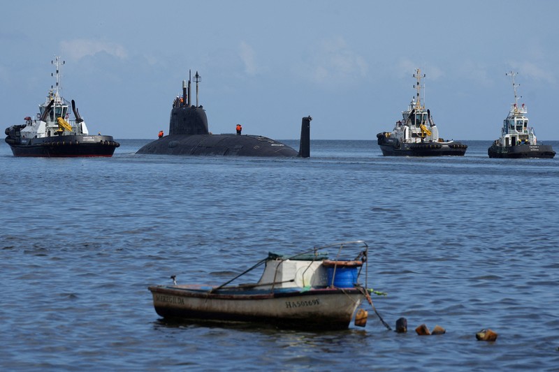 Fregat Laksamana Gorshkov Angkatan Laut Rusia meninggalkan pelabuhan Havana, Kuba, Senin, 17 Juni 2024. Armada kapal perang Rusia tiba di perairan Kuba pekan lalu menjelang rencana latihan militer di Karibia. Fregat Laksamana Gorshkov Angkatan Laut Rusia meninggalkan pelabuhan Havana, Kuba, Senin, 17 Juni 2024. Armada kapal perang Rusia tiba di perairan Kuba pekan lalu menjelang rencana latihan militer di Karibia. (AP Photo/Ariel Ley)