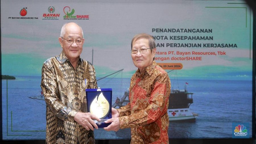 Penandatanganan Nota Kesepahaman dan Perjanjian Kerjasama antara PT.Bayan Resources, Tbk dengan doctorSHARE. (CNBC Indonesia/Muhammad Sabki)