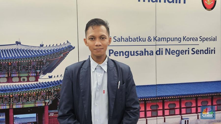 Rio Santoso, seorang PMI di Korea Selatan, di acara Mandiri Sahabatku, Sabtu (22/6/2024), di Seoul, Korea Selatan.