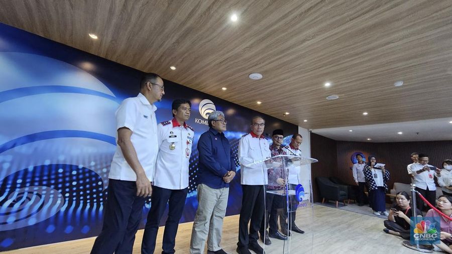 Konferensi pers Pusat Data Nasional di Kemenkominfo. (CNBC Indonesia/Novina Putri Bestari)