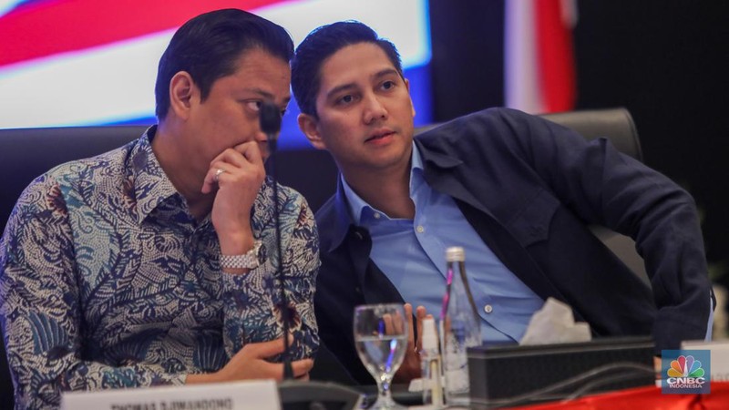 Konferensi pers terkait Kondisi Fundamental Ekonomi Terkini dan Rencana Anggaran Pendapatan dan Belanja Negara (RAPBN) 2025 di Jakarta, Senin (24/6/2024). (CNBC Indonesia/Faisal Rahman)