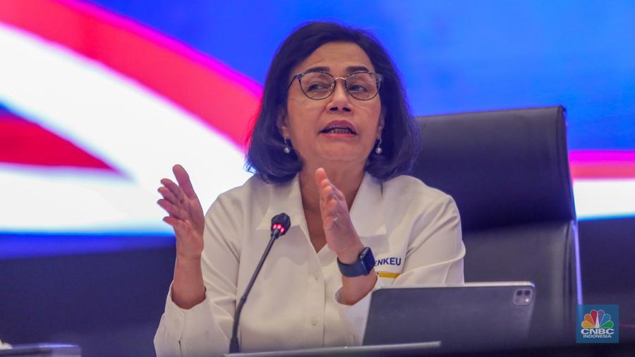 Menteri Keuangan, Sri Mulyani menyampaikan keterangan saat konferensi pers terkait Kondisi Fundamental Ekonomi Terkini dan Rencana Anggaran Pendapatan dan Belanja Negara (APBN) 2025 di Kantor Pusat Direktorat Jenderal Pajak, Jakarta, Senin (24/6/2024). (²©²ÊÍøÕ¾/Faisal Rahman)