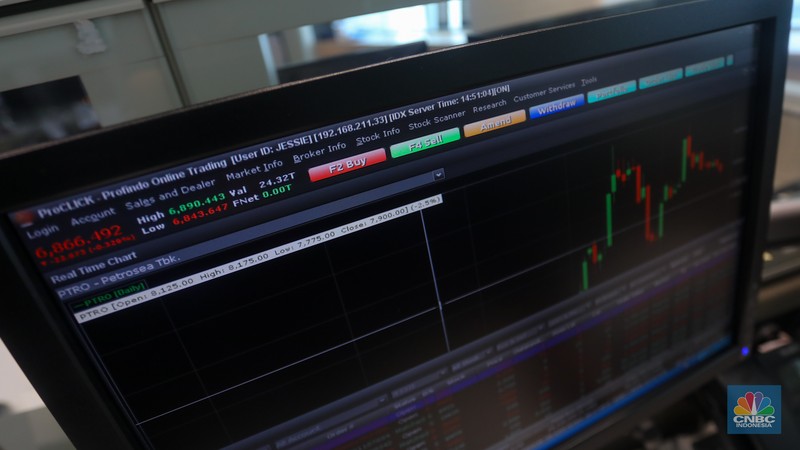 Pekerja memantau pergerakan Indeks Harga Saham Gabungan (IHSG) pada salah satu kantor Sekuritas di Jakarta, Selasa (25/6/2024). (CNBC Indonesia/Faisal Rahman)) Pekerja memantau pergerakan Indeks Harga Saham Gabungan (IHSG) pada salah satu kantor Sekuritas di Jakarta, Selasa (25/6/2024). (CNBC Indonesia/Faisal Rahman))