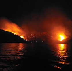 Potret Horor Kembang Api Kapal Pesiar Bakar Hangus Hutan Pinus Yunani