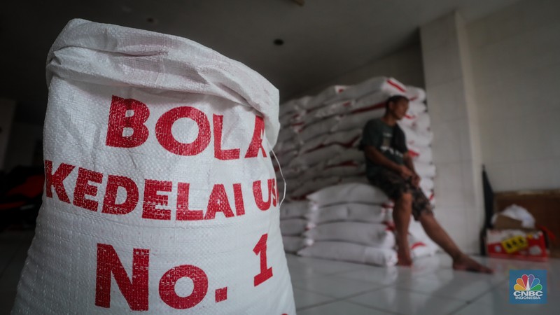 Harga dolar Amerika Serikat (AS) membuat harga kedelai impor, yang sebelumnya sekitar Rp 700 ribu per kuintal, kini naik hingga Rp 1,2 juta per kuintal. (CNBC Indonesia/Faisal Rahman)
