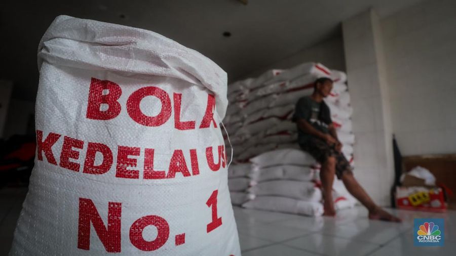 Harga dolar Amerika Serikat (AS) membuat harga kedelai impor, yang sebelumnya sekitar Rp 700 ribu per kuintal, kini naik hingga Rp 1,2 juta per kuintal. (CNBC Indonesia/Faisal Rahman)