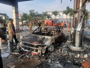 Kebakaran SPBU Matesih Karanganyar Diduga dari Korsleting Mobil