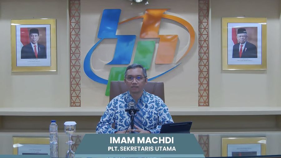 PLT. Sekretaris Utama Imam Machdi saat menyampaikan Rilis BPS 1 Juli 2024. (Tangkapan Layar Youtube BPS)