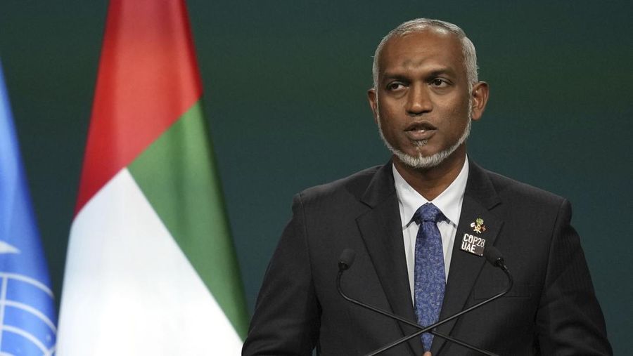 Profil Presiden Mohamed Muizzu (AP Photo/Rafiq Maqbool), File)