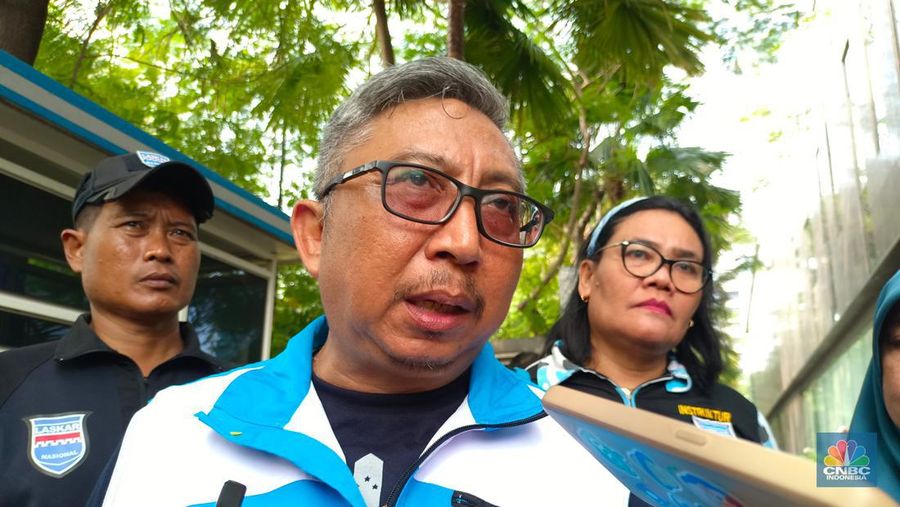 Ketua Umum DPP SPN, Iwan Kusmawan saat ditemui wartawan di Kantor Kemendag, Rabu (3/7/2024). (²©²ÊÍøÕ¾/Martyasari Rizky)