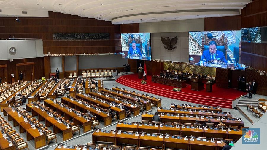 Rapat Paripurna DPR RI ke-20 Masa Persidangan V Tahun Sidang 2023-2024. (²©²ÊÍøÕ¾/Arrijal Rachman)