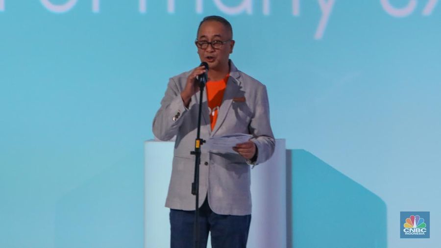 Direktur Utama BNI, Royke Tumilaar saat acara peluncuran aplikasi wondr by BNI di Menara BNI, Jakarta, Jumat (5/7/2024). (CNBC Indonesia/Faisal Rahman)