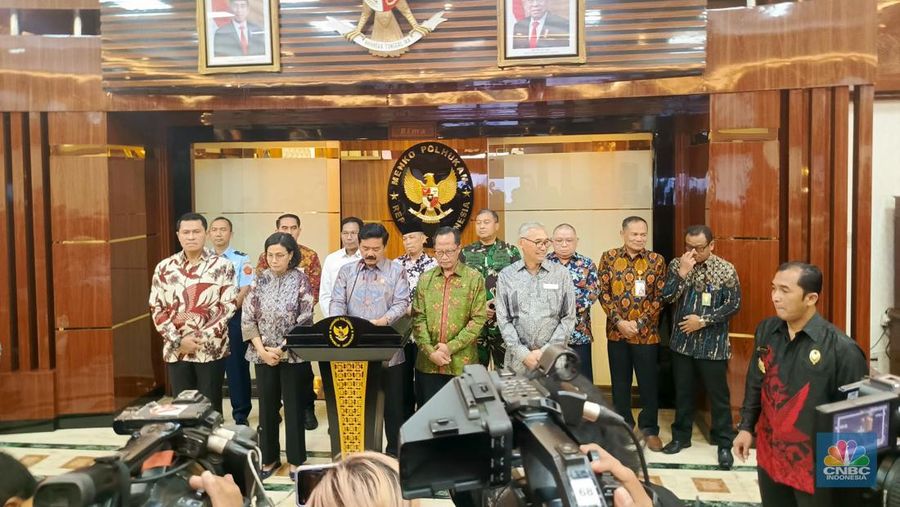 Konferensi Pers Serah Terima Aset Properti Eks BLBI. (CNBC Indonesia/Rosseno Aji Nugroho)