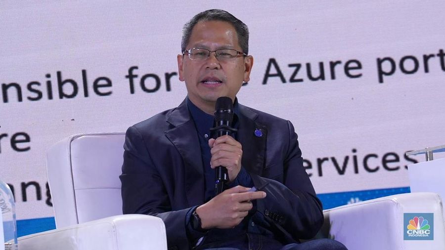Manajer Umum Grup Ant Teknologi Digital Bisnis Internasional, Derrick Loi dalam Tech & Telco Forum 2024 di Menara Bank Mega, Jakarta, Jumat (5/7/2024). (²©²ÊÍøÕ¾/Muhammad Sabki)