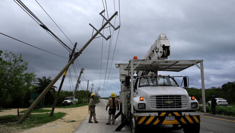 Las palmeras se balancean mientras la tormenta tropical Beryl avanza en Progreso, México, el 5 de julio de 2024.  REUTERS/Lorenzo Hernández